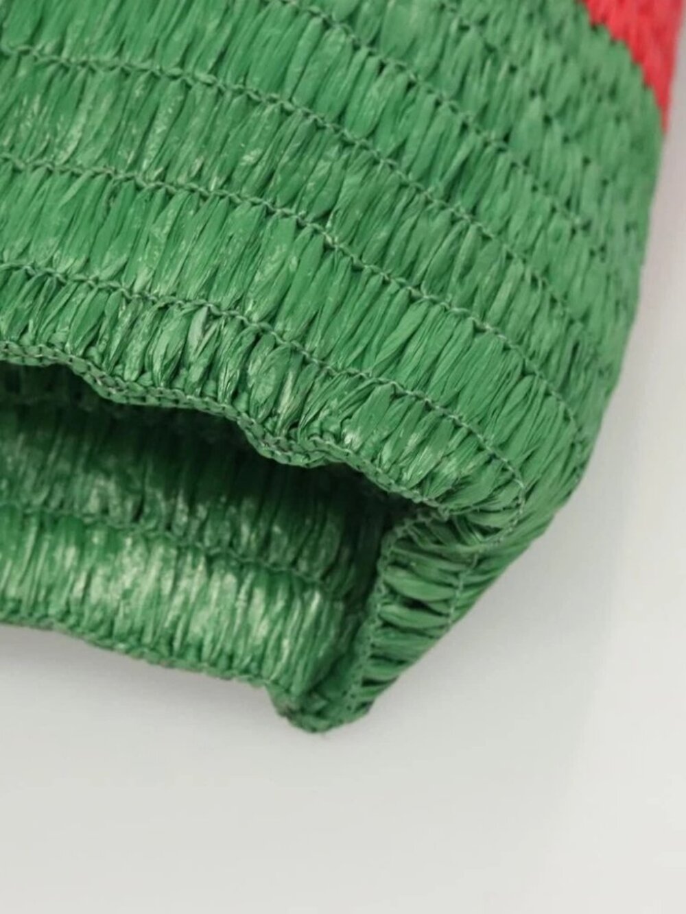GUCCI Hand Bag Straw Green Red 524810 Auth - Picture 12 of 16